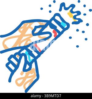 les mains explosent l'icône de popper de confettis illustration doodle Illustration de Vecteur