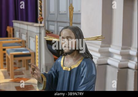 Détail de la nouvelle copie du Palmesel, anciennement XVIe siècle, dans l'église Saint-Nicolas, Tannheim, quartier de Reutte dans le Tyrol, Autriche, Europe Banque D'Images