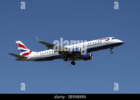 Avion British Airways, G-LCYJ, Embraer ERJ-190 Banque D'Images