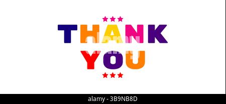 Merci typographie colorée avec étoiles Illustration de Vecteur