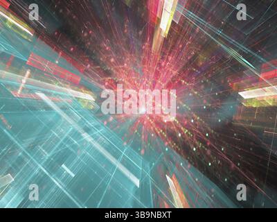 Fond technologique moderne. Image abstraite générée par ordinateur. Géométrie fractale : structure futuriste de blocs de verre, placés en diagonale. SCI fi ou Banque D'Images