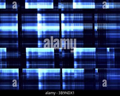 Fond de la technologie - grille avec lueur dans les cellules sombres. Image abstraite générée par ordinateur. Fond SCI-fi ou vr avec blocs et effets de lumière Banque D'Images