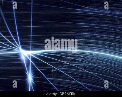 Brillant dans les lignes sombres et les courbes - image abstraite générée par ordinateur. Fond fractal technologique pour les bannières, les affiches, les couvertures Banque D'Images