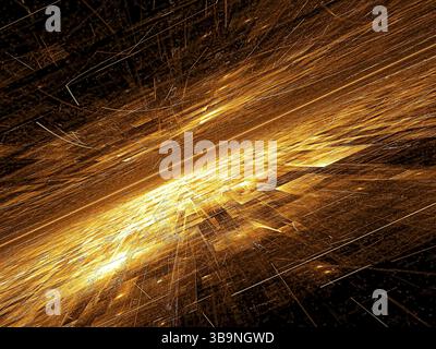 Surface technologique avec lignes de chaos et grille - image abstraite générée par ordinateur. Art numérique : fond de dark tech, science-fiction ou science-fiction Banque D'Images