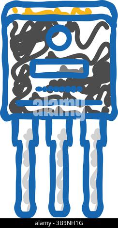 illustration de l'icône de l'ingénieur électricien de transistor griffonner Illustration de Vecteur