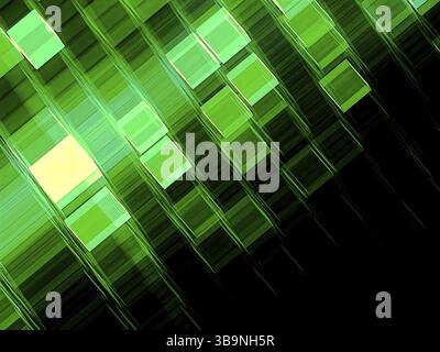 Arrière-plan de technologie verte avec copie-espace. Résumé de l'image générée par ordinateur. La géométrie fractale - cubes lumineux ou des cellules de grille. Pour la conception web, le SRAS Banque D'Images