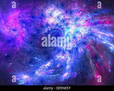 Spirale fractale abstraite sur fond multicolore. Illustration générée par ordinateur - fractale. Numérique Thème de l'espace. Galaxie ou trou noir. Pour l'eso Banque D'Images