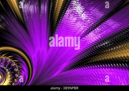 Fleur fractale inhabituelle - image abstraite générée par ordinateur. Art numérique : pétales texturés brillants. Pour cartes, couvertures, bannières Banque D'Images