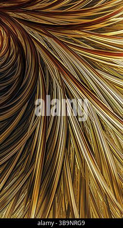 Fond de plume abstrait - image générée par ordinateur. Géométrie fractale : bandes brillantes entrelacées par chaos. Pour cartes, couvertures, bannières Banque D'Images