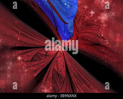 Fond fractal inhabituel - image abstraite générée par ordinateur. Pétales flous de fleurs ou d'ailes irréelles. Perspective diagonale. Pour les couvertures, la conception Web Banque D'Images