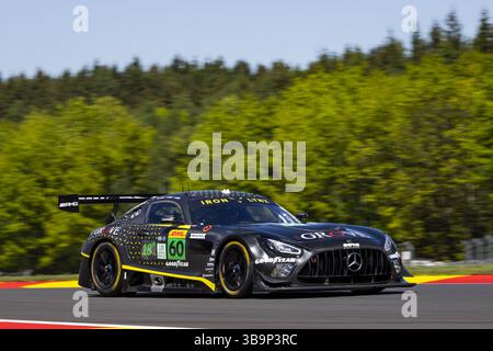 60 GROVE Stephen (aus), GROVE Brenton (aus), CAIROLI Matteo (ita), Iron Lynx, Mercedes-AMG GT3 Evo #60, LM GT3, action lors des 6 heures TotalEnergies de Spa-Francorchamps 2025, 3ème manche du Championnat du monde d'Endurance FIA 2025, du 8 au 10 mai 2025 sur le circuit de Spa-Francorchamps à Stavelot, Belgique Banque D'Images