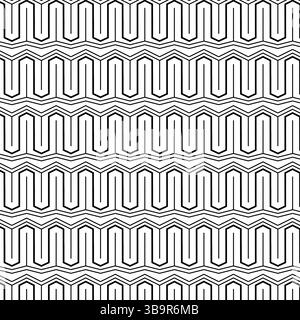Motif de papier peint vintage sans couture Art Deco. Géométrie sans couture. Illustration de ligne graphique vectorielle. Vintage abstrait noir et blanc 1920. Desig Illustration de Vecteur