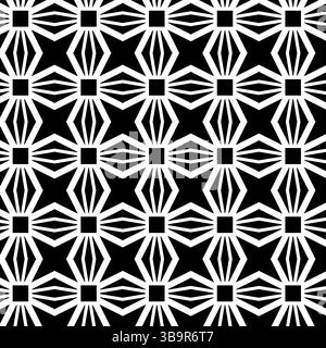 Motif vectoriel géométrique Art Déco avec des éléments triangulaires. Ornement abstrait sans couture de vecteur pour fonds d'écran et arrière-plans. Couleurs noir et blanc Illustration de Vecteur