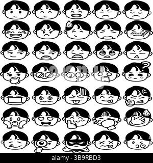 Expressions et réactions des garçons illustration vectorielle Illustration de Vecteur