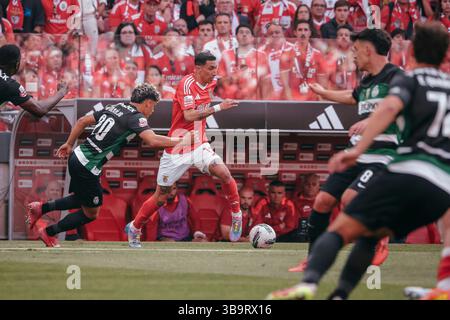 Lisbonne, Portugal. 10 mai 2025. Derby Benfica vs Sporting – Primeira Liga 2025 Lisbonne, Portugal – 10 mai 2025 : photo prise lors du derby entre SL Benfica et Sporting CP en Primeira Liga, à Estádio da Luz. Le match a réuni les deux plus grands rivaux du crédit de la capitale portugaise : Isidro Gomes/Alamy Live News Banque D'Images