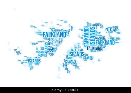 Nuage de mots de la région des îles Falkland. Forme campagnarde. Iles Malouines illustration colorée. Nuage de collage de noms de région. Illustration vectorielle. Illustration de Vecteur