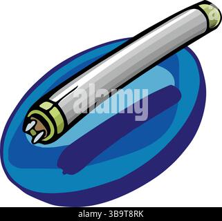 Tube de lumière fluorescente long blanc 3d réaliste isolé sur fond. Lampe luminescente lumineuse brillante Illustration de Vecteur