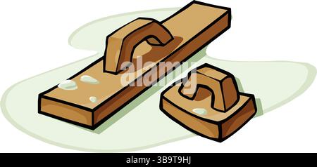 Une illustration vectorielle abstraite montre un outil de construction de flotteurs en bois dans un style de dessin animé Illustration de Vecteur