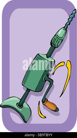 Une illustration vectorielle abstraite montre un outil de forage manuel dans le style de dessin animé Illustration de Vecteur