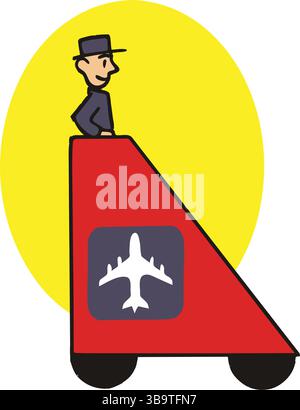 Icône de véhicule d'aéroport avec étapes d'avion isométriques illustration vectorielle 3D. Illustration de Vecteur