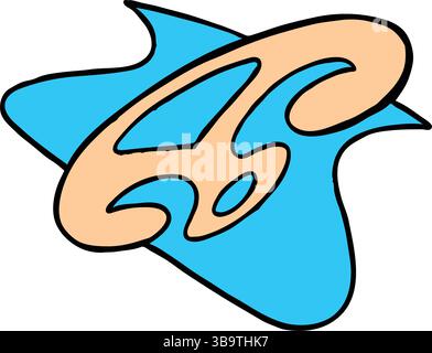 Une illustration vectorielle abstraite montre une règle de dessin ou un instrument courbe français dans le style de dessin animé Illustration de Vecteur