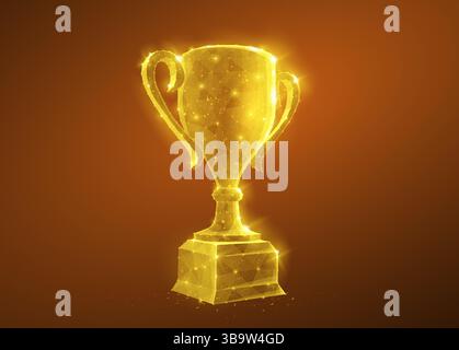 Coupe trophée. Lauréat, prix champion, coupe d'or, tournoi de football. Illustration de Vecteur