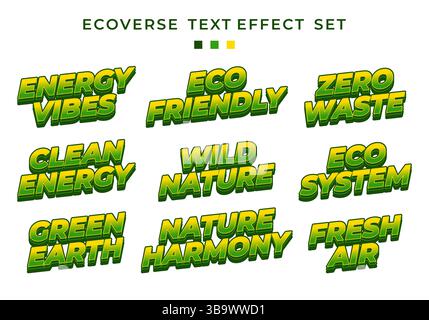Style de texte dégradé vert gras pour une utilisation de conception environnementale, organique et climatique Illustration de Vecteur