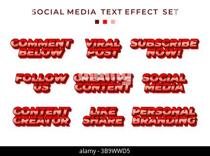 Tons rouges forts avec texte 3D moderne, idéal pour captiver le contenu et les visuels des médias sociaux Illustration de Vecteur