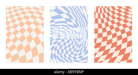 Ensemble d'arrière-plan à carreaux ondulé et déformé Illustration de Vecteur