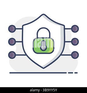 Icône de vecteur de bouclier de sécurité. Symbole de protection, de sécurité, de sécurité par mot de passe. Concept de cyberprotection de la vie privée sur Internet ou antivirus. Cybersécurité et Illustration de Vecteur