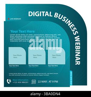 Collection de modèles de publication de médias sociaux pour webinaire. Bannière moderne avec fond de forme abstraite et place pour la photo. Utilisable pour les médias sociaux, histoire, b Illustration de Vecteur