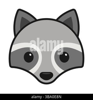 Icône de visage de raton laveur de dessin animé mignon. Illustration vectorielle simple. Illustration de Vecteur
