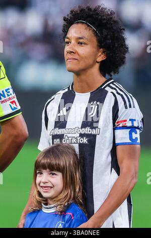 Turin, Italie. 10 mai 2025. Sara Gama de Juventus Women FC vue lors du match de Serie A Women 2024/25 entre Juventus FC Women et FC Internazionale Women au stade Allianz. Crédit : SOPA images Limited/Alamy Live News Banque D'Images