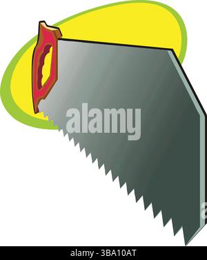Une illustration vectorielle abstraite montre scie à main isométrique avec illustration vectorielle d'icône de poignée dans le style de dessin animé Illustration de Vecteur