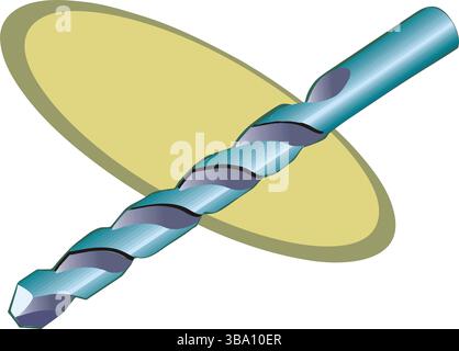 Une illustration vectorielle abstraite montre un outil de foret en bois pour les travaux de menuiserie dans le style de dessin animé Illustration de Vecteur