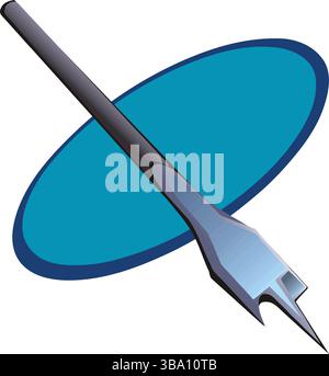 Une illustration vectorielle abstraite montre un outil d'awl noir de travail du bois pour les travaux de menuiserie dans le style de dessin animé Illustration de Vecteur