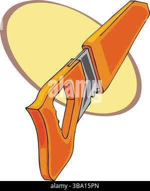 Une illustration vectorielle abstraite montre scie à main isométrique avec illustration vectorielle d'icône de poignée dans le style de dessin animé Illustration de Vecteur