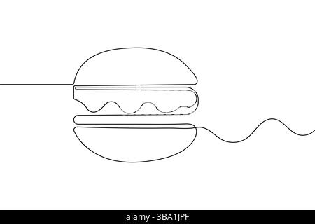 Burger dessin d'une ligne illustration vectorielle minimaliste de contour Illustration de Vecteur