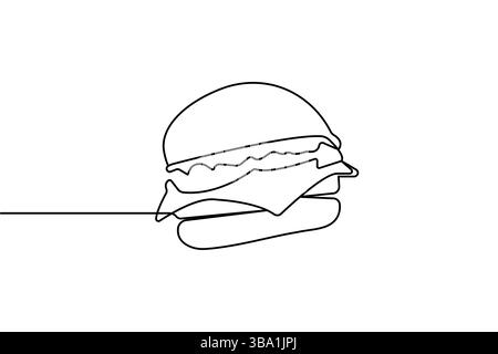 Burger dessin d'une ligne illustration vectorielle minimaliste de contour Illustration de Vecteur