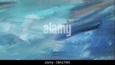 Texture de peinture à l'huile abstraite sur toile, fond de peinture bleu. texture de peinture colorée Banque D'Images