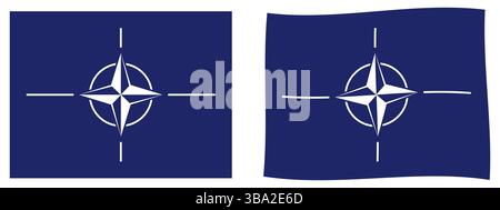 Drapeau de l'Organisation du Traité de l'Atlantique Nord (OTAN). Version simple et légèrement ondulée Banque D'Images