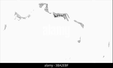 Régions de style de texte des îles Turques et Caïques. Pays région nomme les nuages de mots en langue anglaise. Illustration vectorielle artistique. Illustration de Vecteur