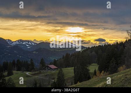 Randonnée colorée en automne près d'Immenstadt dans l'Allgau Banque D'Images