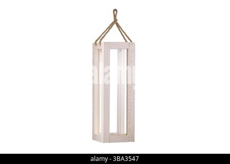 Boîte en bois avec verre sur fond blanc Banque D'Images