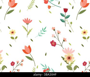 Motif floral coloré avec divers motifs de fleurs Illustration de Vecteur