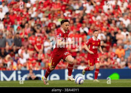 Anfield, Liverpool le dimanche 11 mai 2025. Diogo Jota de Liverpool est vu en action lors du match de premier League entre Liverpool et Arsenal à Anfield, Liverpool, dimanche 11 mai 2025. (Photo : Steven Halliwell | mi News) crédit : MI News & Sport /Alamy Live News Banque D'Images