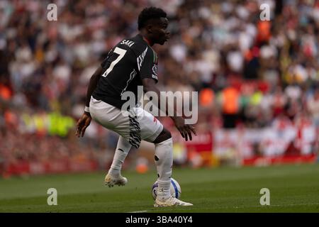 Anfield, Liverpool le dimanche 11 mai 2025. Bukayo Saka d'Arsenal lors du match de premier League entre Liverpool et Arsenal à Anfield, Liverpool, dimanche 11 mai 2025. (Photo : Steven Halliwell | mi News) crédit : MI News & Sport /Alamy Live News Banque D'Images