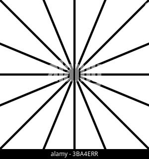 Lignes radiales droites de forme carrée. Rayons centrés noirs isolés sur fond blanc. Rayonnement, explosion ou feu d'artifice. Effet scintillant ou scintillant. Illustration graphique vectorielle. Illustration de Vecteur
