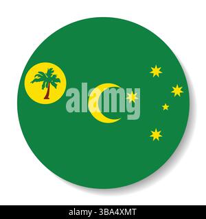 Drapeau des îles Cocos (Keeling). Cocos (Keeling) Islands Circle flag logo icône d'illustration vectorielle d'ordinateur. Illustration de Vecteur