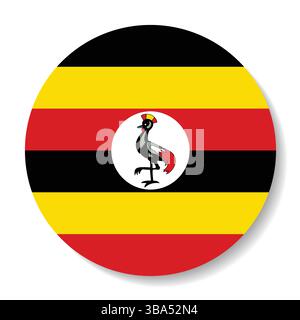 Drapeau de l'Ouganda. Icône de logo de drapeau circulaire de l'Ouganda conception d'illustration vectorielle d'ordinateur. Illustration de Vecteur